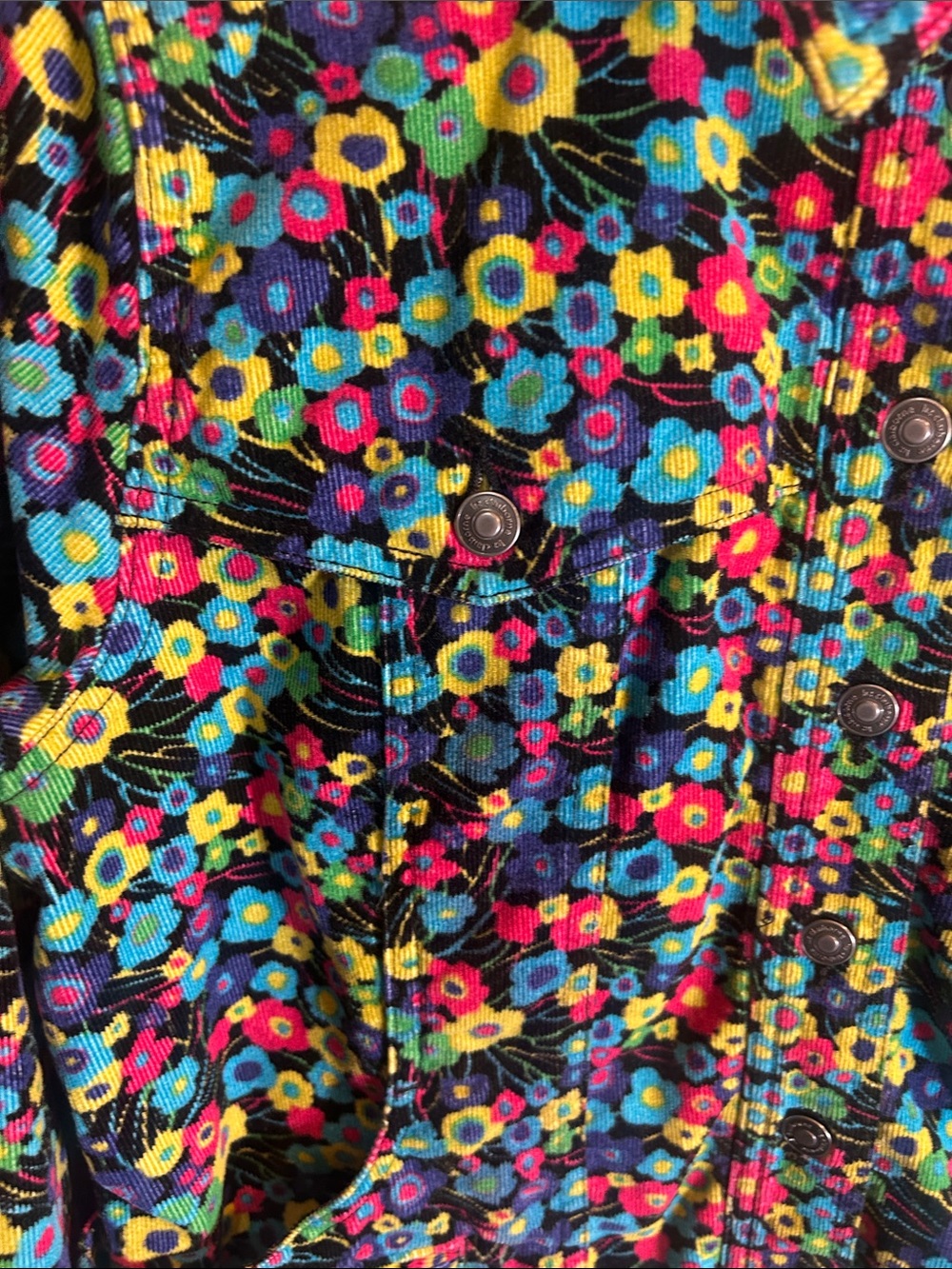 Liz Claiborne Floral Corduroy Jean Style Jacket Women's Size Large - Picture 5 of 9